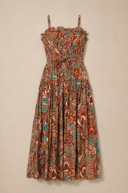 Ulla Johnson Lisbet Delphinium Floral Cotton Midi Dress Size 6